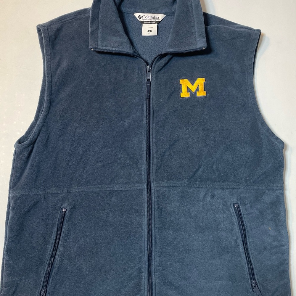 Colombia Fleece Zip Up Vest Men’s Size Large Michigan Wolverines